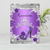 キンセアニェラ15thバースデーパーティーパープルシルバー 招待状 (スタンド正面)