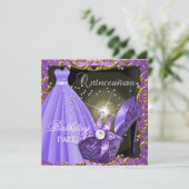 キンセアニェラ15thバースデーパーティーパープルドレスガウン 招待状 (スタンド正面)