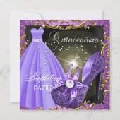 キンセアニェラ15thバースデーパーティーパープルドレスガウン 招待状 (正面)