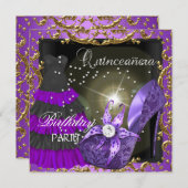 キンセアニェラ15thバースデーパーティーパープルドレスガウン 招待状 (正面/裏面)