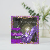キンセアニェラ15thバースデーパーティーパープルドレスガウン 招待状 (スタンド正面)