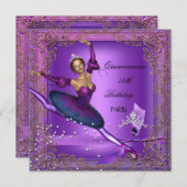 キンセアニェラ15thバースデーパーティーパープルバレリーナ2 招待状 (正面/裏面)