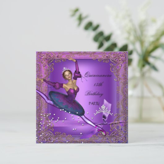 キンセアニェラ15thバースデーパーティーパープルバレリーナ2 招待状 (スタンド正面)