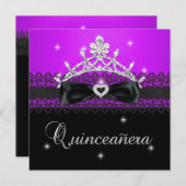 キンセアニェラ15thバースデーパーティーパープルブラックレース 招待状 (正面/裏面)