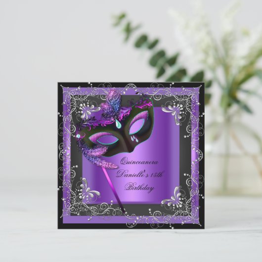 キンセアニェラ15thバースデーパーティーパープル仮装 招待状 (スタンド正面)