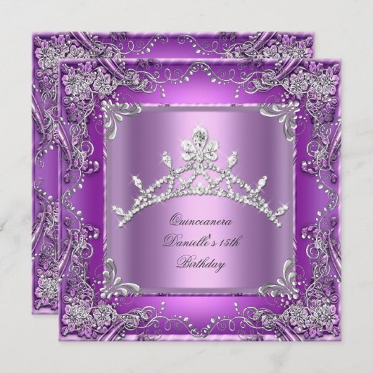 キンセアニェラ15thバースデーパーティーパープル 招待状 (正面/裏面)