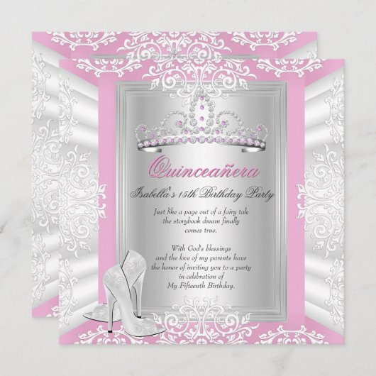 キンセアニェラ15thバースデーパーティーピかわいらしンク 招待状 (正面/裏面)