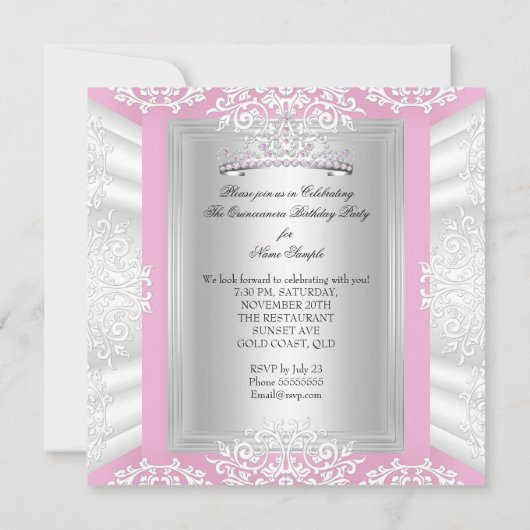 キンセアニェラ15thバースデーパーティーピかわいらしンク 招待状 (裏面)