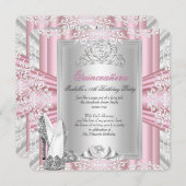 キンセアニェラ15thバースデーパーティーピンクシルバーティアラ 招待状 (正面/裏面)