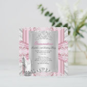 キンセアニェラ15thバースデーパーティーピンクシルバーティアラ 招待状 (スタンド正面)