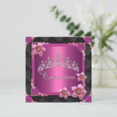 キンセアニェラ15thバースデーパーティーピンクティアラボタン 招待状 (スタンド正面)