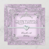 キンセアニェラ15thバースデーパーティーピンクティアラ・シルバー 招待状 (正面/裏面)