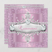 キンセアニェラ15thバースデーパーティーピンクティアラ 招待状 (正面/裏面)