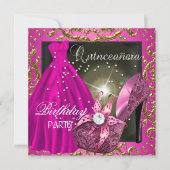 キンセアニェラ15thバースデーパーティーピンクドレスガウン 招待状 (正面)