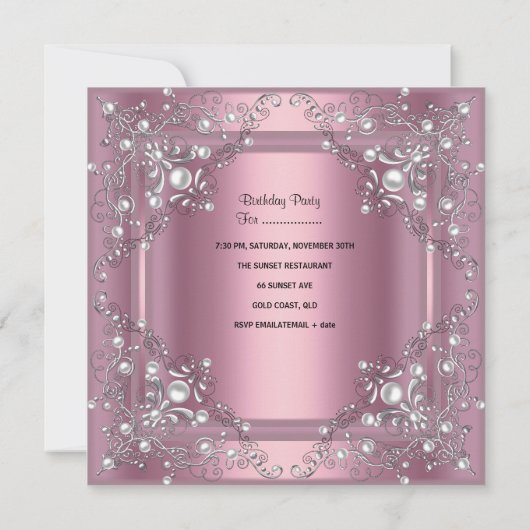 キンセアニェラ15thバースデーパーティーピンクパール 招待状 (裏面)
