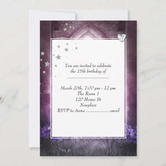 キンセアニェラ15thバースデーパーティーピンクホワイトドレス 招待状 (裏面)