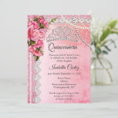 キンセアニェラ15thバースデーパーティーピンクローズティアラ 招待状 (スタンド正面)