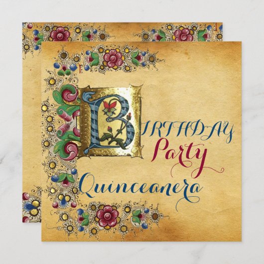 キンセアニェラ15thバースデーパーティーフローラパーティー 招待状 (正面/裏面)