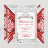 キンセアニェラ15thバースデーパーティーホワイトレッド 招待状 (正面/裏面)