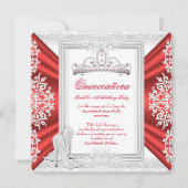キンセアニェラ15thバースデーパーティーホワイトレッド 招待状 (正面)