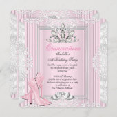 キンセアニェラ15thバースデーパーティーライトピンクシューズ4 招待状 (正面/裏面)