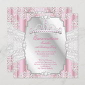 キンセアニェラ15thバースデーパーティーライトピンクホワイト 招待状 (正面/裏面)