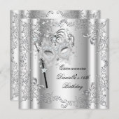 キンセアニェラ15thバースデーパーティー仮装シルバー 招待状 (正面/裏面)