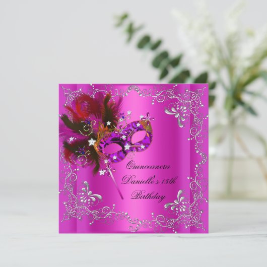 キンセアニェラ15thバースデーパーティー仮装ピンク 招待状 (スタンド正面)