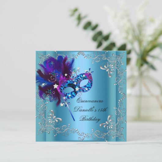キンセアニェラ15thバースデーパーティー仮装ブルー 招待状 (スタンド正面)