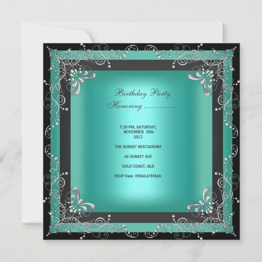 キンセアニェラ15thバースデーパーティー仮面舞踏会 招待状 (裏面)