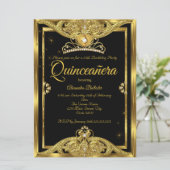 キンセアニェラ15thバースデーパーティー写真金ゴールドブラック 招待状 (スタンド正面)