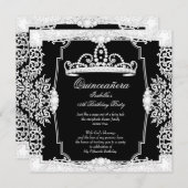 キンセアニェラ15thバースデーパーティー白黒レース 招待状 (正面/裏面)