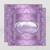 キンセアニェラ15thバースデーパーティー薄紫ピンクパール 招待状 (正面/裏面)