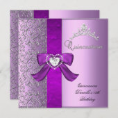 キンセアニェラ15thバースデーパーティー薄紫ピンク 招待状 (正面/裏面)