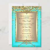 キンセアニェラ15thバースデーパーティー金ゴールドティール(緑がかった色)写真 招待状 (裏面)