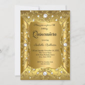 キンセアニェラ15thバースデーパーティー金ゴールドパールジュエル 招待状 (正面)