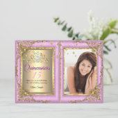 キンセアニェラ15thバースデーパーティー金ゴールドピンク写真 招待状 (スタンド正面)