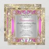 キンセアニェラ15thバースデーパーティー金ゴールドピンク 招待状 (正面/裏面)