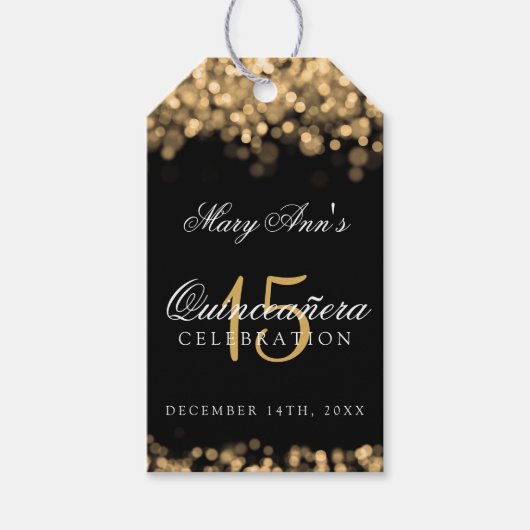 キンセアニェラ15thバースデーパーティー金ゴールド灯 ギフトタグ (正面)