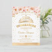 キンセアニェラ15thバースデーパーティー – 金ゴールドピンクフローラ 招待状 (スタンド正面)