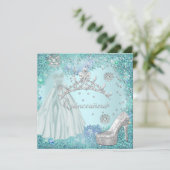 キンセアニェラ15thパーティーソフトティール（緑がかった色）ティアラドレスシューズ 招待状 (スタンド正面)