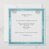 キンセアニェラ15thパーティーソフトティール（緑がかった色）ティアラドレスシューズ 招待状 (裏面)