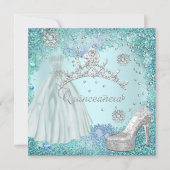 キンセアニェラ15thパーティーソフトティール（緑がかった色）ティアラドレスシューズ 招待状 (正面)