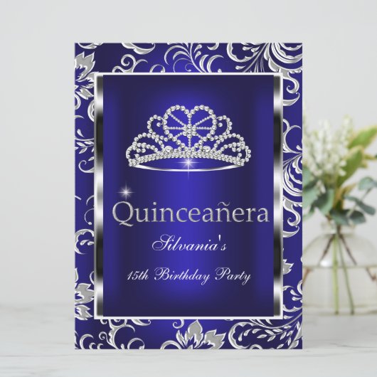 キンセアニェラ15thパーティーダークブルーダマスクシルバー 招待状 (スタンド正面)