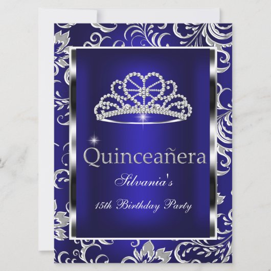 キンセアニェラ15thパーティーダークブルーダマスクシルバー 招待状 (正面)