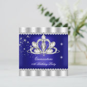 キンセアニェラ15thパーティーブルー王室のティアラシルバー 招待状 (スタンド正面)