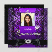 キンセアニェラ15thパーティー紫ブラックレース写真 招待状 (正面/裏面)