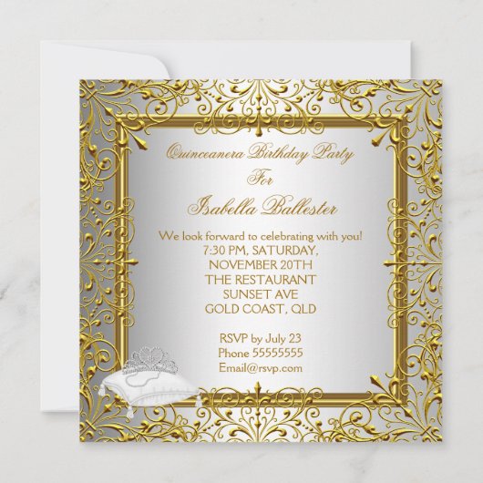 キンセアニェラ15thパーティー金ゴールドシルバーグリッタールック 招待状 (裏面)