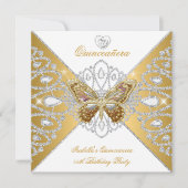 キンセアニェラ15thパーティー金ゴールドホワイトバタフライティアラ 招待状 (正面)