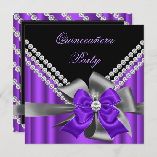 キンセアニェラ15thパープルシルバーグレーボーダイヤモンド 招待状 (正面/裏面)